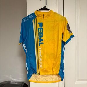 Primal Pedal The Cause Cycling Jersey Men's‎ Medium Yellow Blue